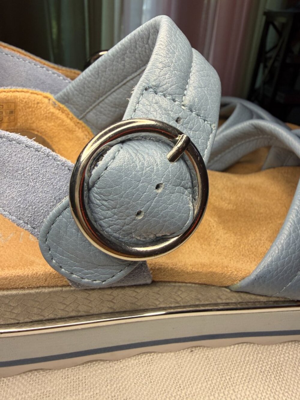 Vionic Reyna Leather Platform Slingback Sandals Light Blue Women's Size 9 - Picture 6 of 12